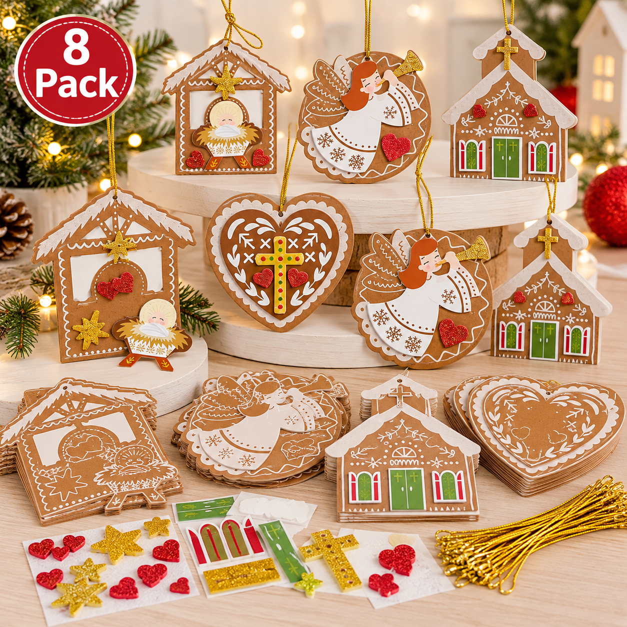 Fireside Folk Gingerbread Religious Ornament Craft Kit